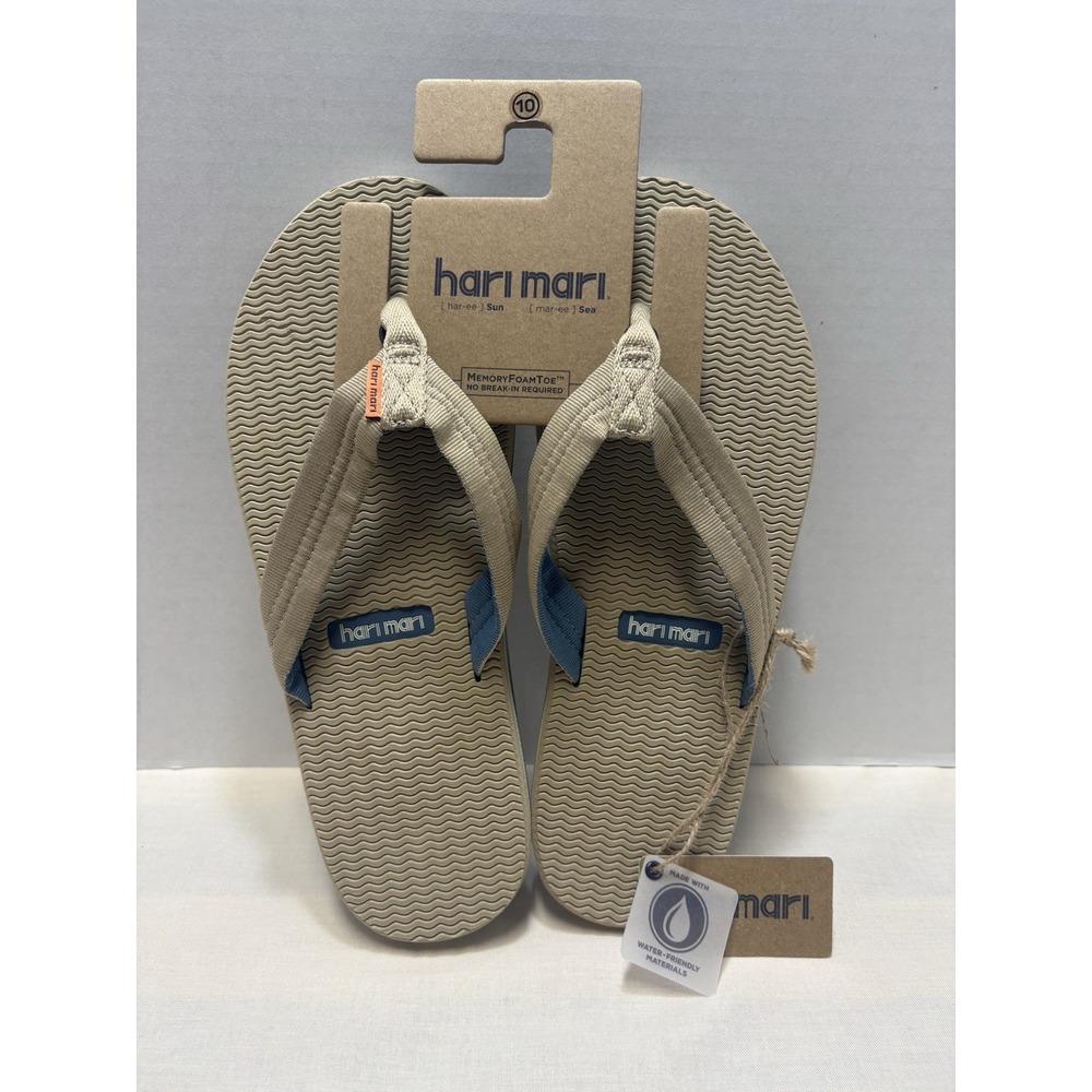 NEW Hari Mari Dunes Men's Size 10 Flip Flops Sandals Tan Boat Safe Waterproof